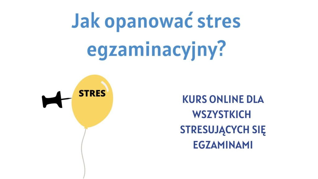 Grafika reprezentująca produkt, który jest kursem na temat radzenia sobie ze stresem egzaminacyjnym.
