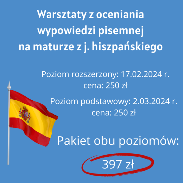 Obrazek prezentujący produkt w sklepie "Warsztaty z oceniania wypowiedzi pisemnej na maturze z języka hiszpańskiego".