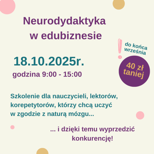 Obrazek prezentujący szkolenie o tytule "Neurodydaktyka w edubiznesie"